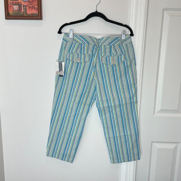 NWT IZOD striped capris 23" size 8P - multicolor pinstripe - golf stretch - Picture 2 of 10
